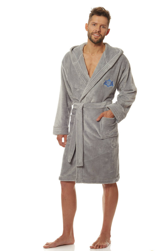 Men's bathrobe with a hood L&L 2110 Costa graphite